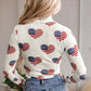 White Americana Glitter Mesh Long Sleeve Bodysuit