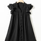 Black Ruffle Sleeve V Neck Frilled Shift Dress