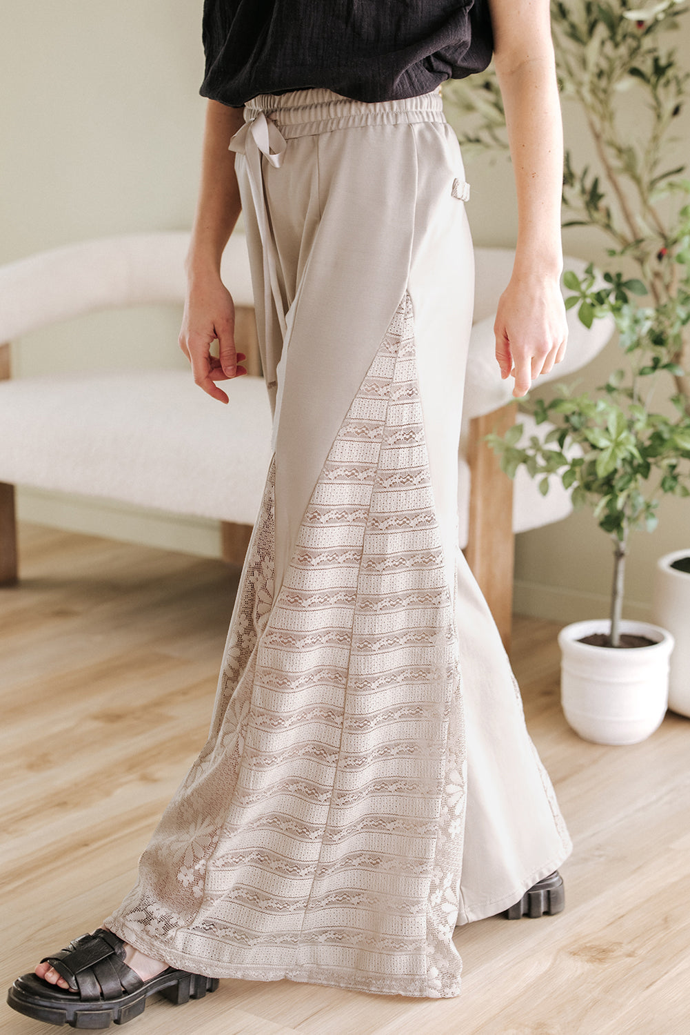 Boho Lace Patchwork Wide Leg Pants