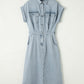 Beau Blue Short Batwing Sleeve Slit Back Denim Dress