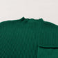 Deep Green Patch Pocket Ribbed Knit Short Sleeve Sweater