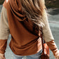 Chestnut Contrast Sleeves Patchwork Colorblock Hoodie