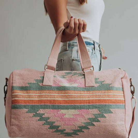 Pink, Orange & Slate Aztec Duffel