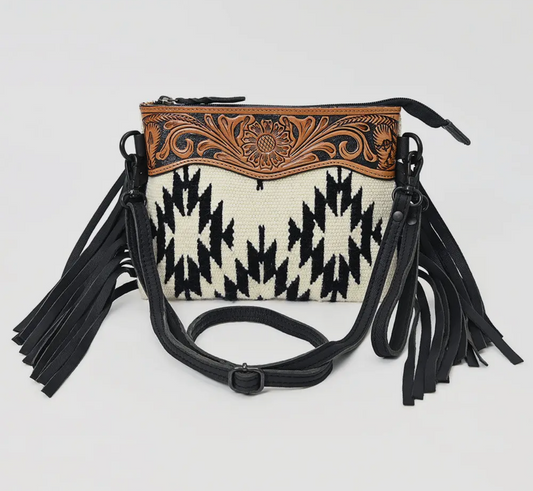 Aztec Black And White Luxury Western Purse