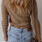 Chestnut Anglaise Broider Ribbed Long Sleeve Top