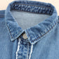 Blue Color Block Frayed Patchwork Oversize Denim Jacket