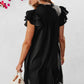 Black Ruffle Sleeve V Neck Frilled Shift Dress