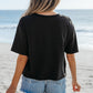 Black Checkerboard Peace Sign Printed Round Neck T Shirt