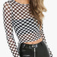 Checkered sheer top