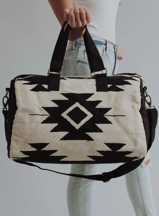 Cream & Black Aztec Duffel