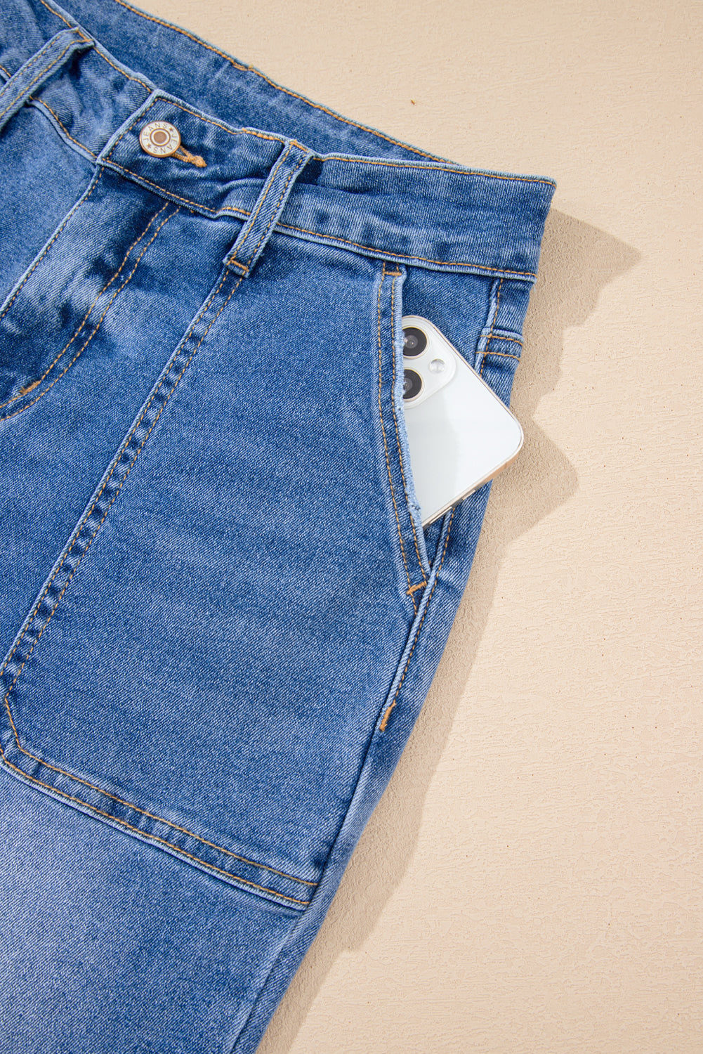 Sky Blue Cropped High Rise Wide Leg Jeans