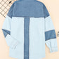 Blue Color Block Frayed Patchwork Oversize Denim Jacket