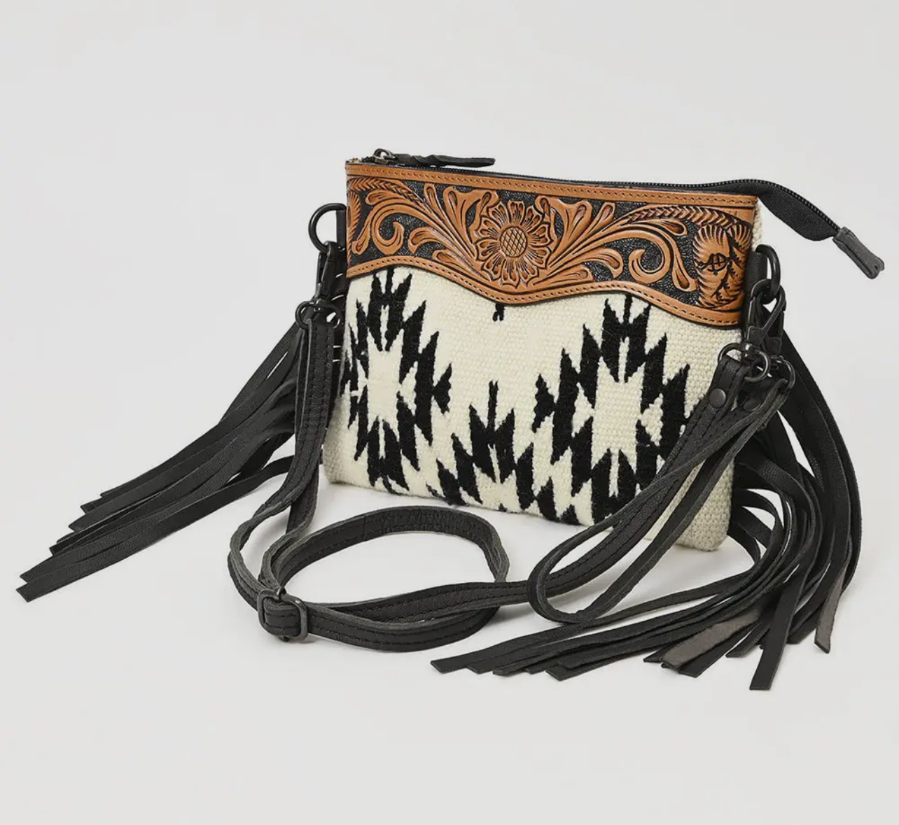Aztec Black And White Luxury Western Purse