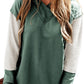 Mist Green Contrast Sleeves Patchwork Colorblock Hoodie