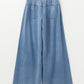 Beau Blue Mineral Wash Button Fly Waist Wide Leg Jeans