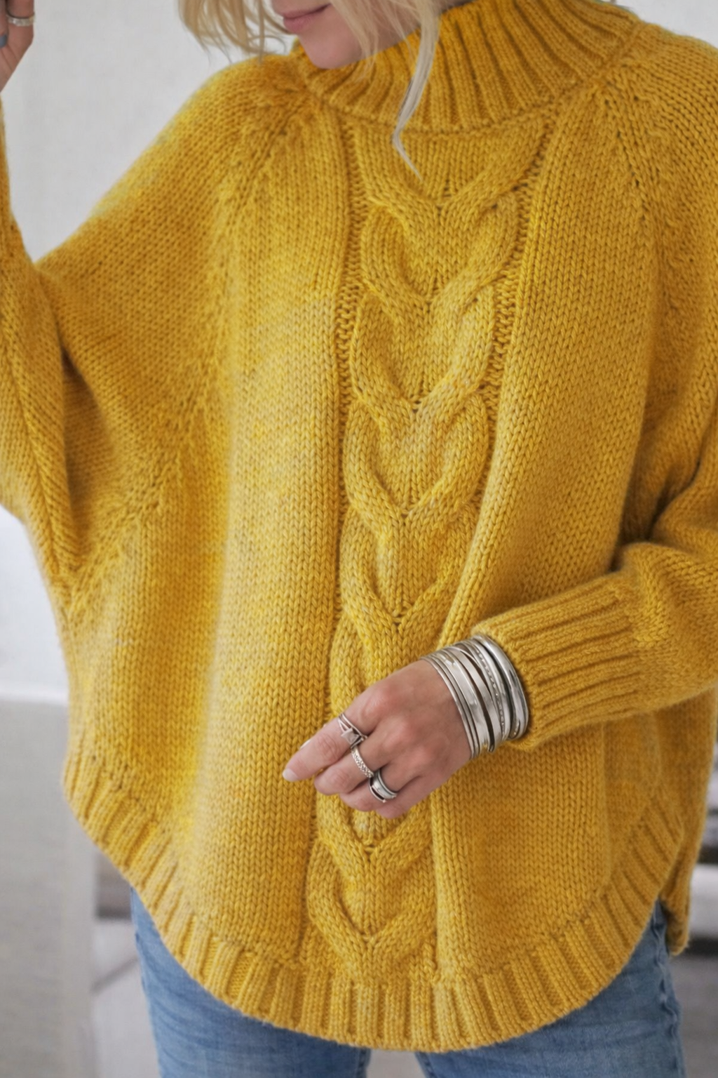Full Size Cable-Knit Long Sleeve Sweater Plus Size