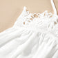 White Lace Splicing Spaghetti Straps Ruffle Flared Tank Top