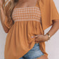 Dusty Tan Square Neck Wide Sleeves Flowy Top