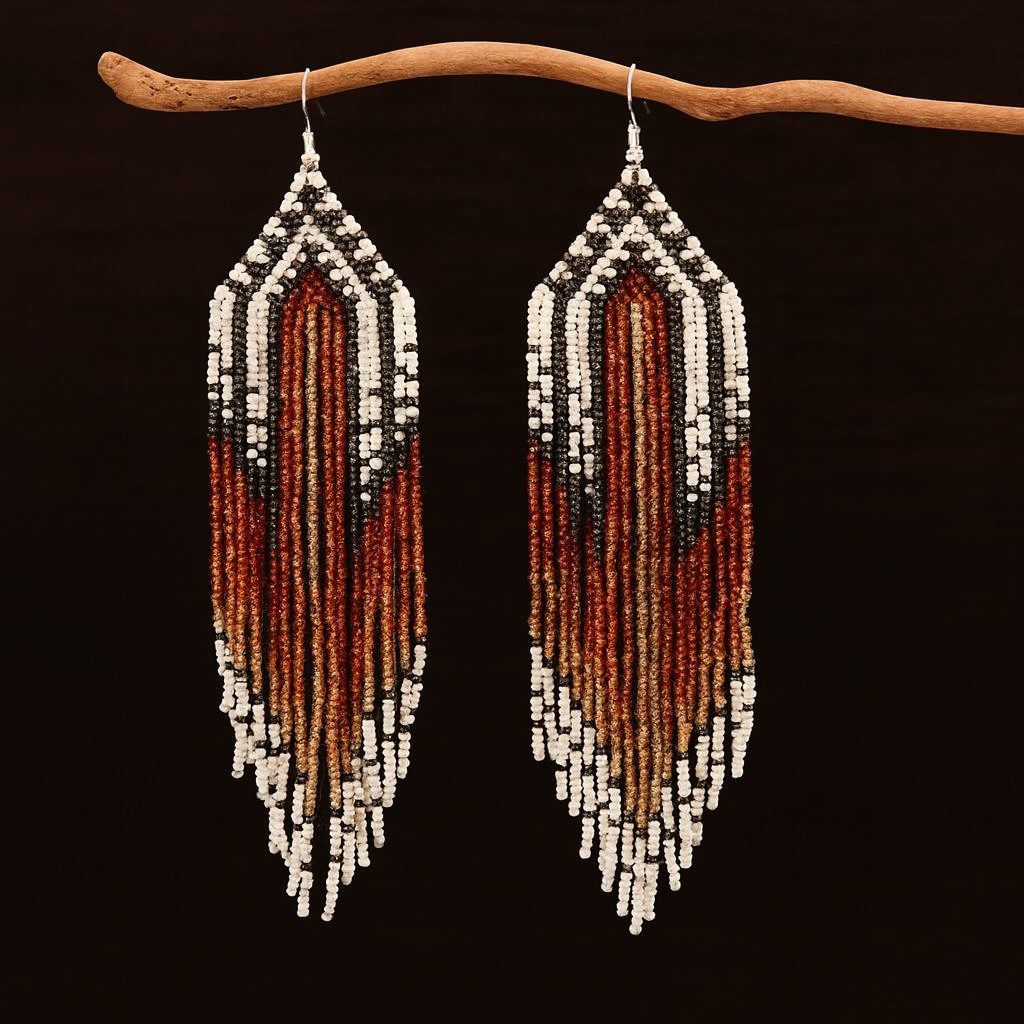 Desert Ember Beaded Earrings