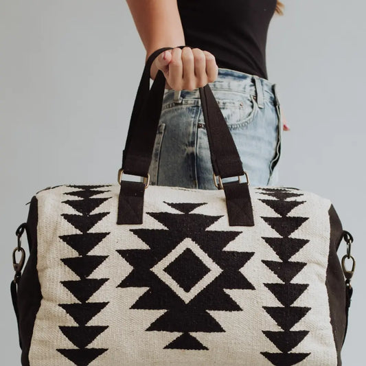 Cream & Black Aztec Duffel