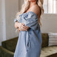 Myosotis Bubble Sleeve Square Neck Denim Babydoll Dress