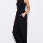 Black Cinched Waist Sleeveless Wide Leg Jumpsuit