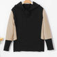 Black Contrast Sleeves Patchwork Colorblock Hoodie