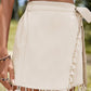 Apricot Tassel Trim Wrap Knot Side Bohemian Style Mini Skort