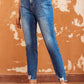 Blue Raw Hem Ankle-length Skinny Jeans