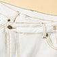 White Asymmetric Waist Design Stylish Denim Shorts