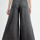 Carbon Grey Mineral Wash Button Fly Waist Wide Leg Jeans