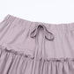 Khaki Frilled Drawstring High Waist Wide Leg Pants