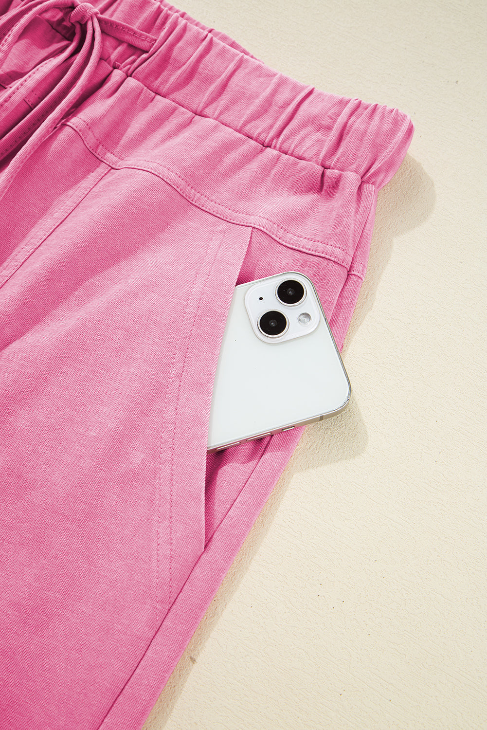 Black Mineral Wash Exposed Seam Drawstring High Waist Wide Leg Cargo Pants