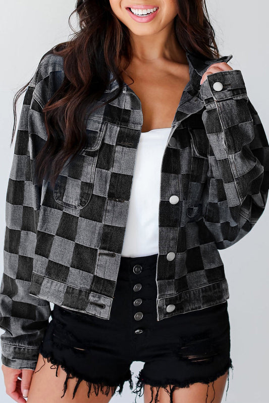 Black and Grey Denim Jacket ￼
