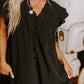 Black Ruffle Sleeve V Neck Frilled Shift Dress