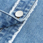 Blue Color Block Frayed Patchwork Oversize Denim Jacket