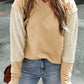 Parchment Contrast Sleeves Patchwork Colorblock Hoodie