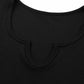 Black Split Neck Ribbed Knit Tank Top