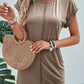 Light French Beige Center Seam Rolled Cuffs T-shirt Dress