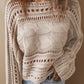 Blackish Green Hollow-out Cable Knit Cropped Sweater