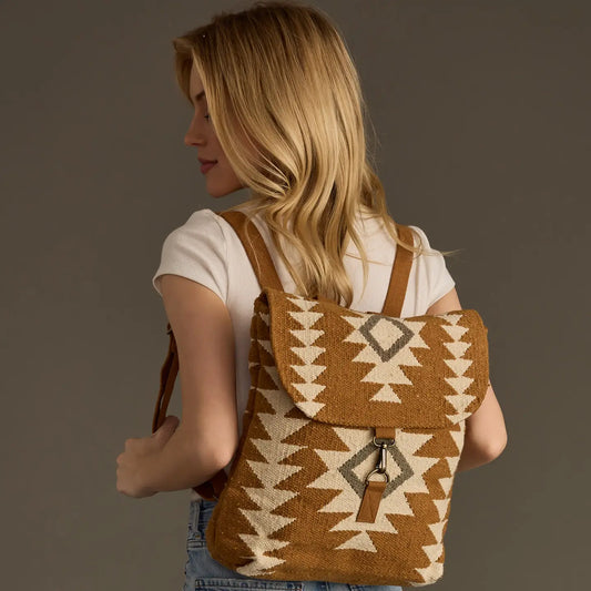 Camel, Cream & Gray Aztec Backpack