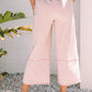 Pink Flower Patch Mineral Washed Terry Knit Cropped Wide Leg Pants