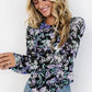 Floral Print Mesh Fitted Long Sleeve Top