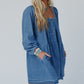 Dusk Blue Square Neck Side Pockets Loose Fit Denim Mini Dress