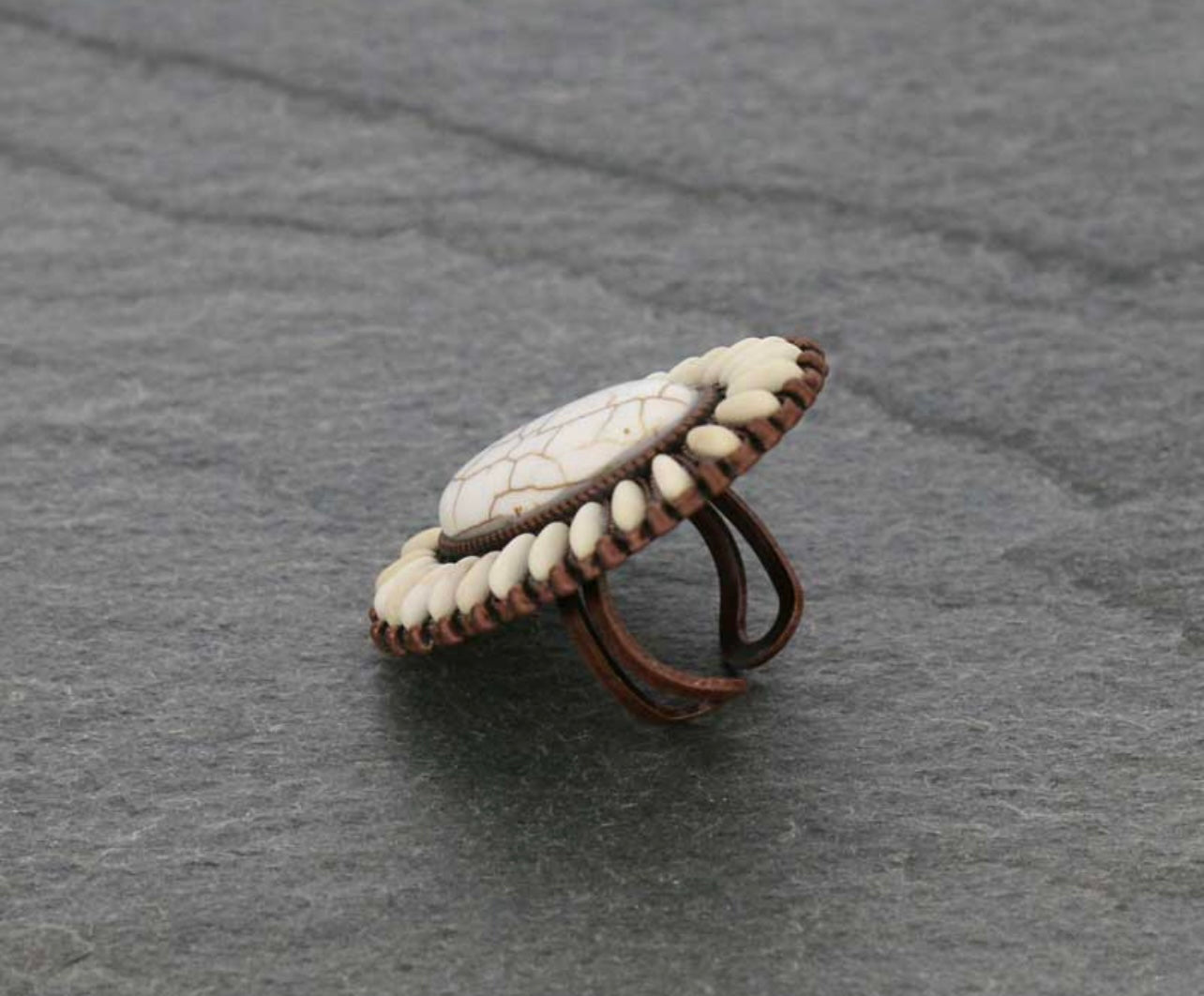 Octavia white turquoise ring