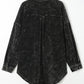 Black Vintage Distressed Mineral Wash Oversized Shacket