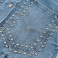 Sky Blue Rivet Studded Pocketed Denim Jacket