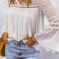 White Lace Crochet Hollow Out Swiss Dot Blouse