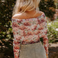 Pink Floral Printed Long Sleeve Sheath Bodysuit