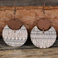 Multicolour Geometric Print Drop Wood Earrings